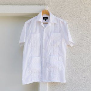 Men's White Embroidered 4 Pocket Shirt